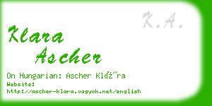 klara ascher business card